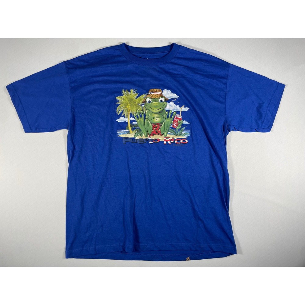 Foot Locker Puerto Rico Frog Coqui Cola Graphic T-Shirt Blue Mens XL